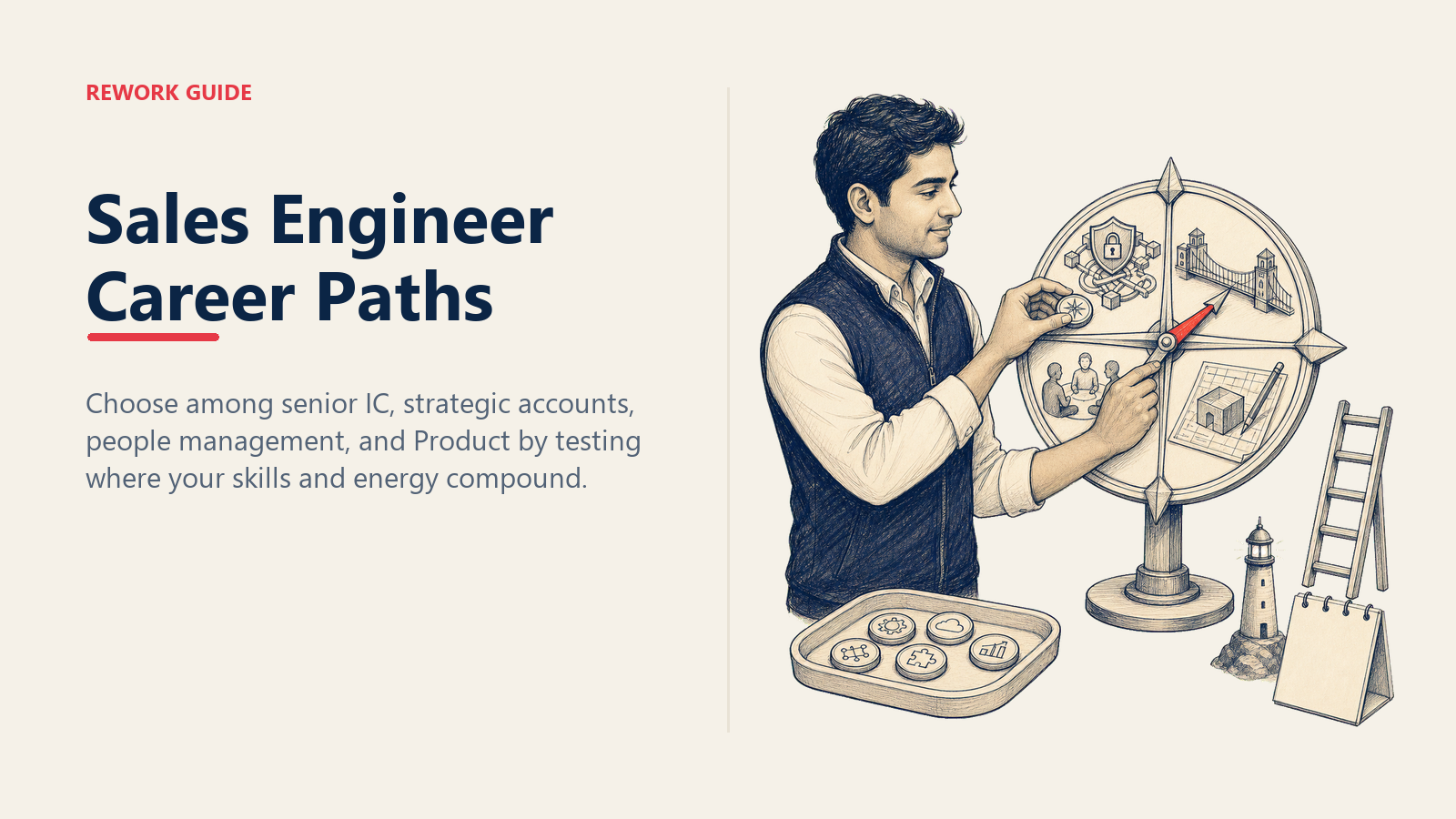 Sales engineer matching a skill inventory to Senior SE, strategic accounts, management, and Product career paths
