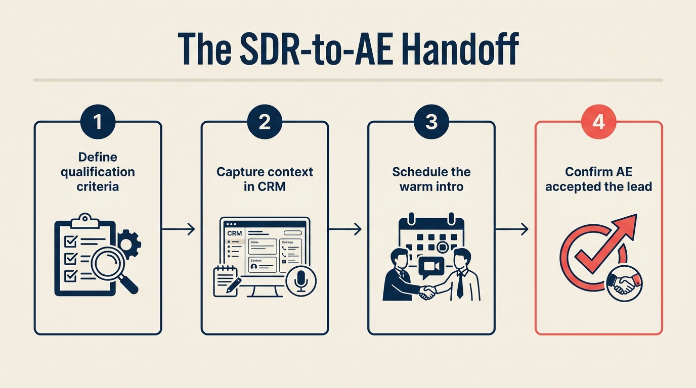 The SDR-to-AE handoff — 4-step written process that actually works across reps