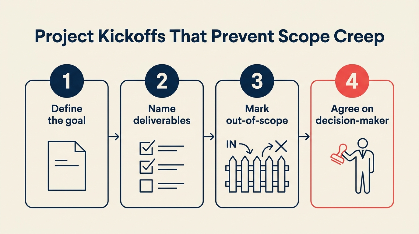 Project kickoffs that prevent scope creep — 4-step alignment checklist