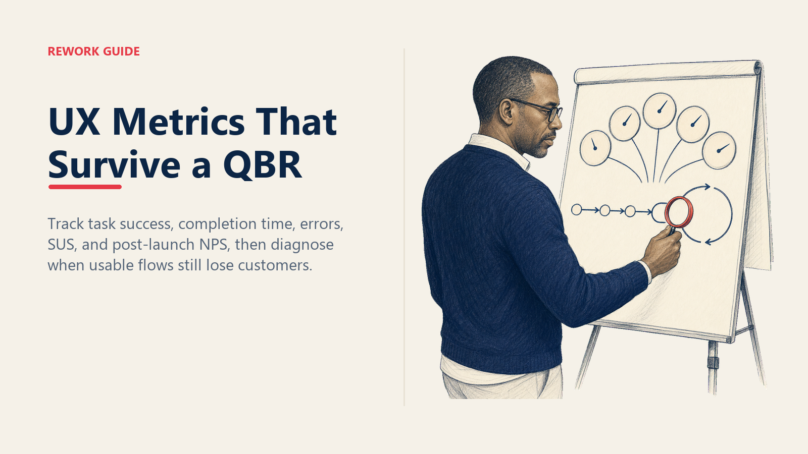 UX lead inspecting five usability metrics and finding a hidden retention break after successful tasks.