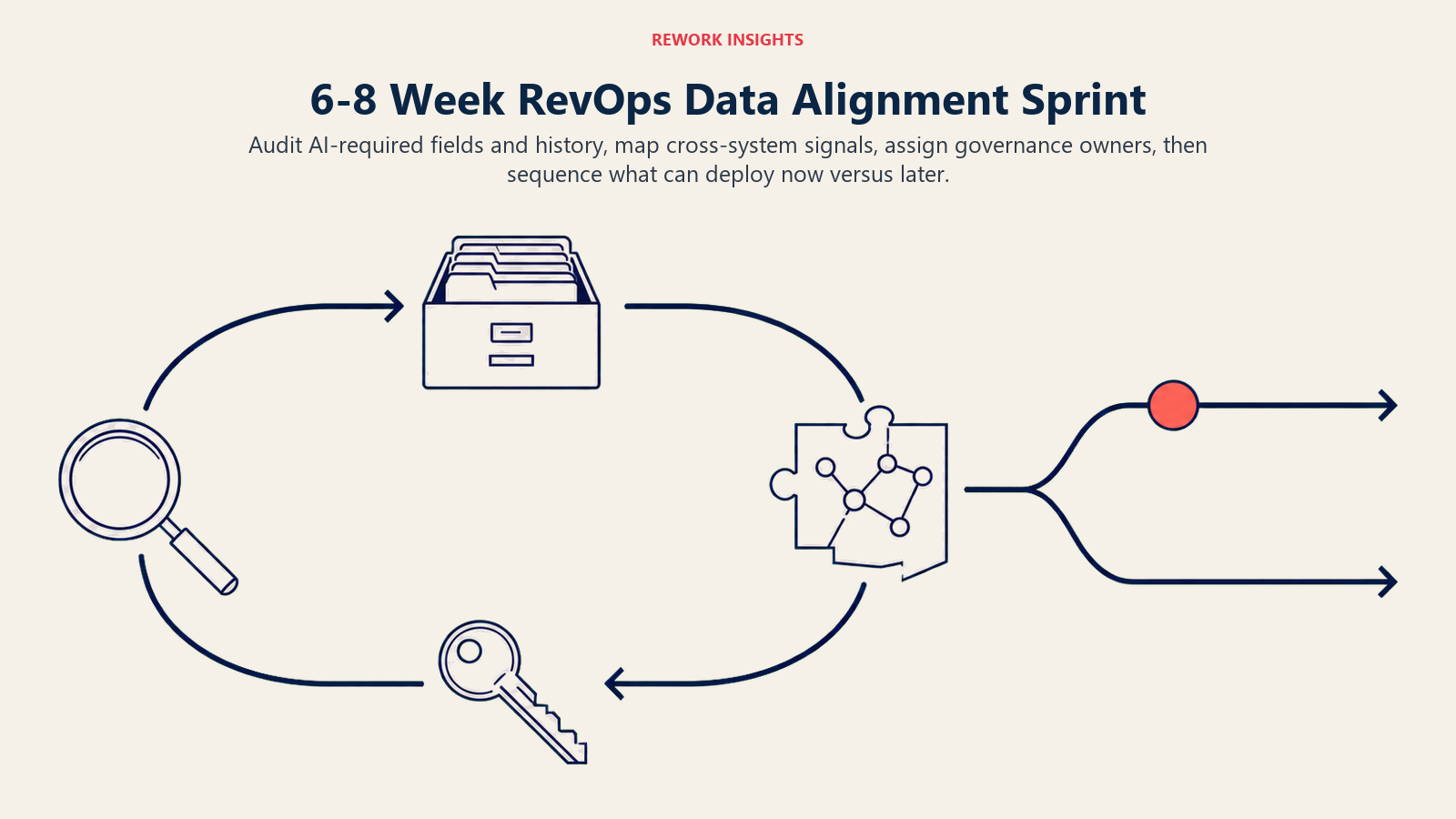 Six-to-eight-week RevOps data alignment sprint from audit and mapping to governance and phased deployment