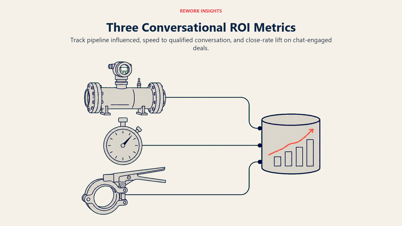 Three conversational ROI metrics for pipeline influence, qualification speed, and close-rate lift