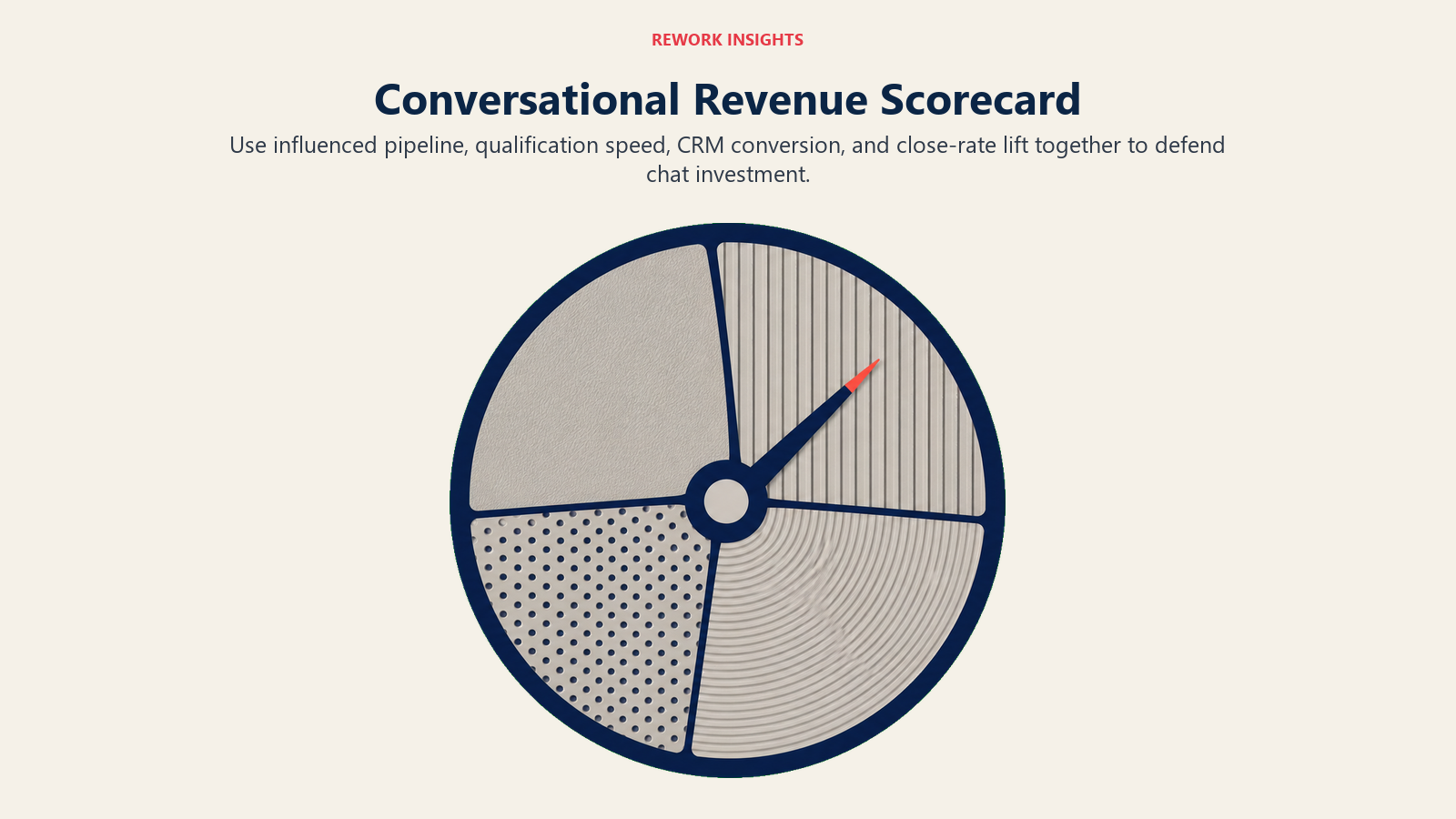 Conversational revenue scorecard combining four chat contribution metrics