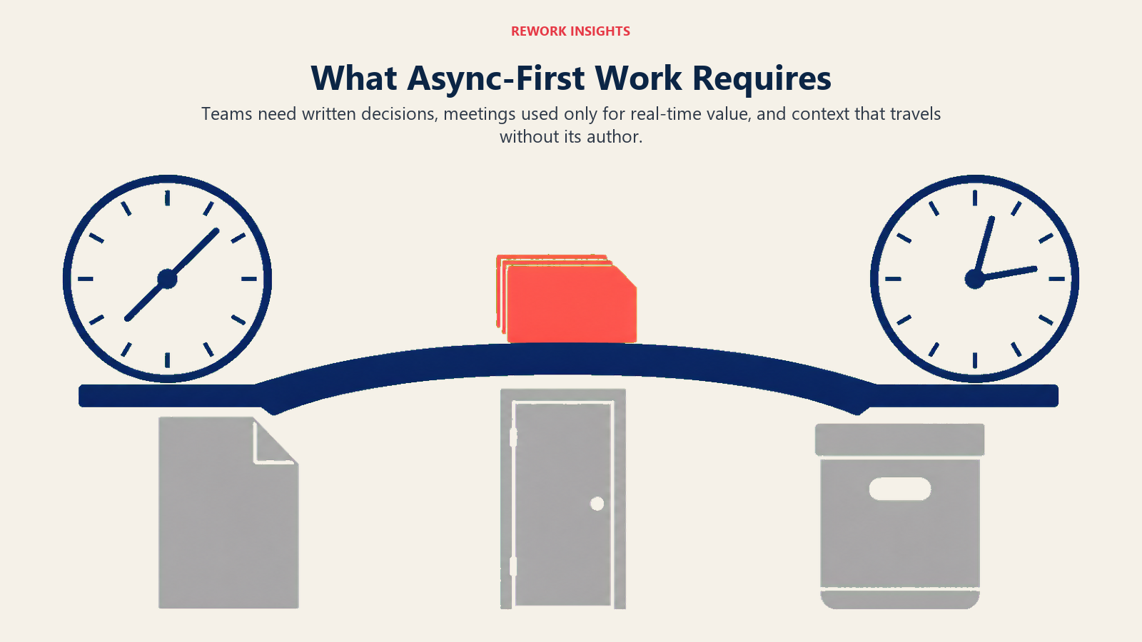 Async-first work requirements supporting context that travels without its author