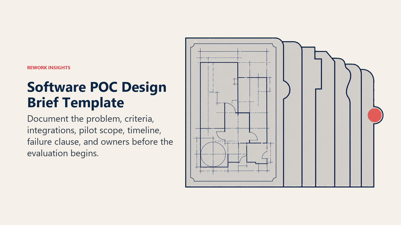 Software POC design brief template represented by a seven-tab evaluation blueprint