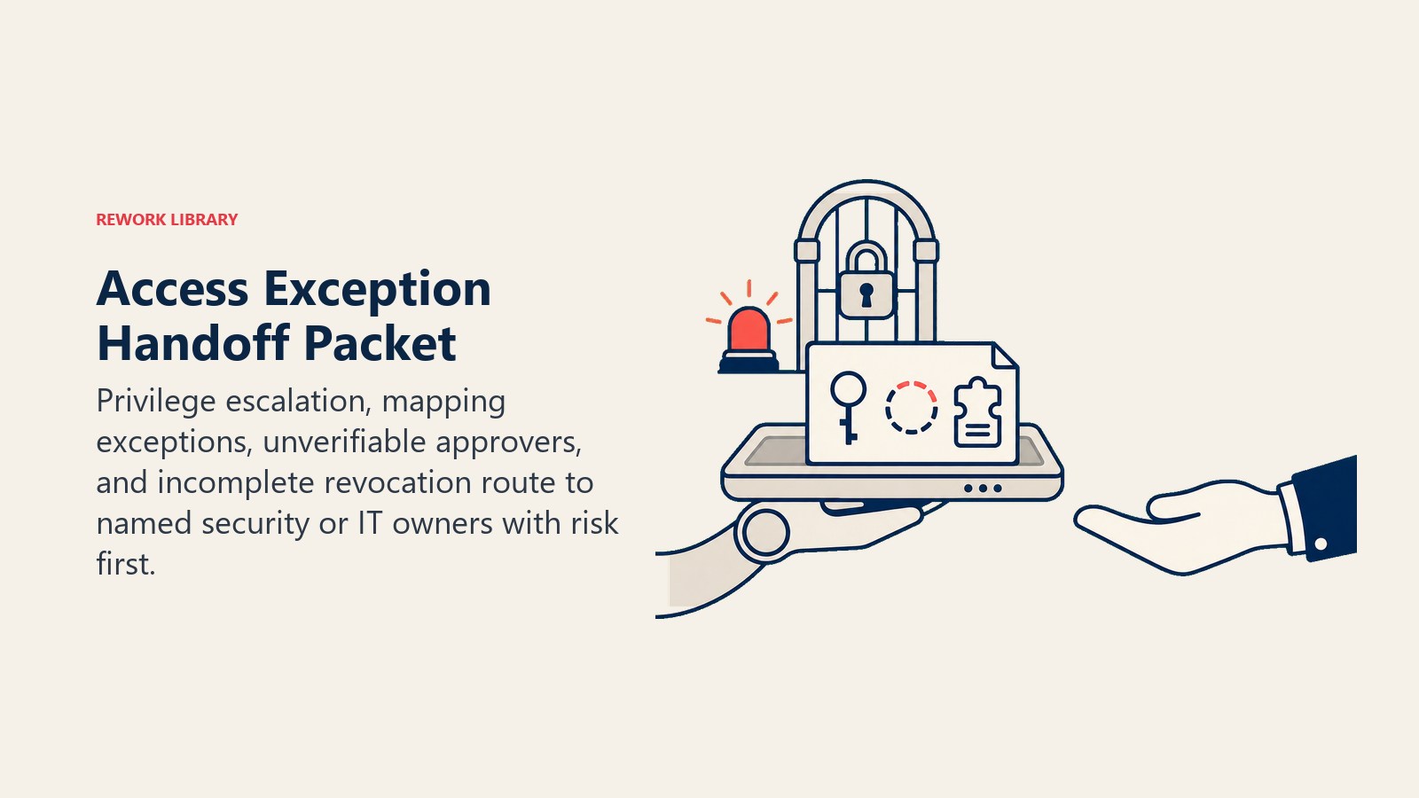 Access exception handoff packet for privilege escalation, approval gaps, and incomplete revocation