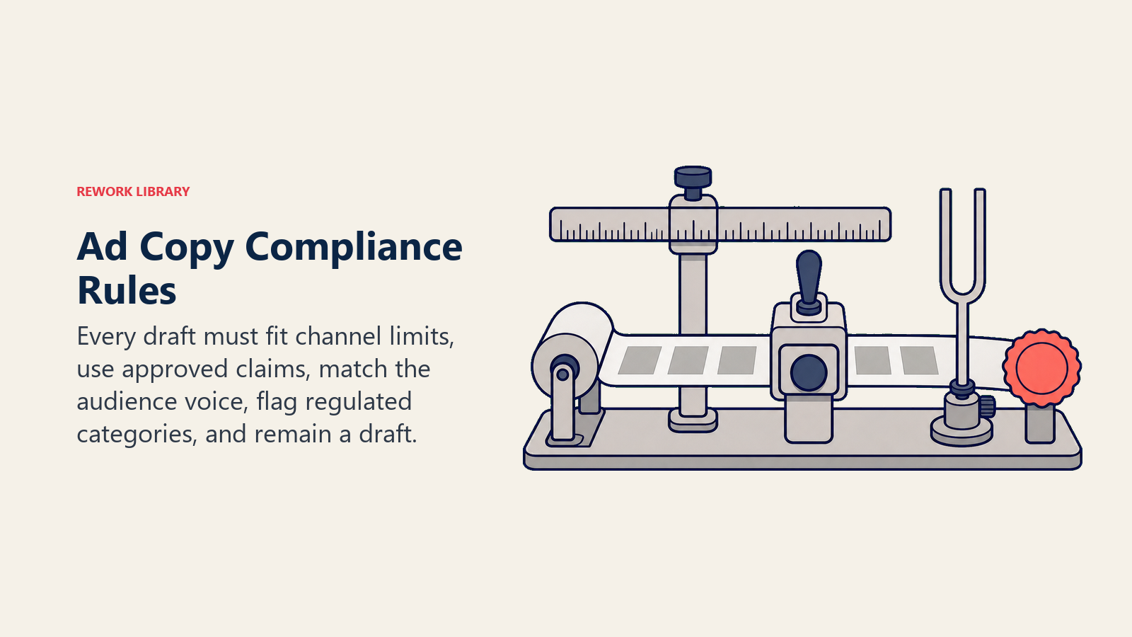 Ad copy compliance rig checking limits, claims, audience voice, and regulated categories