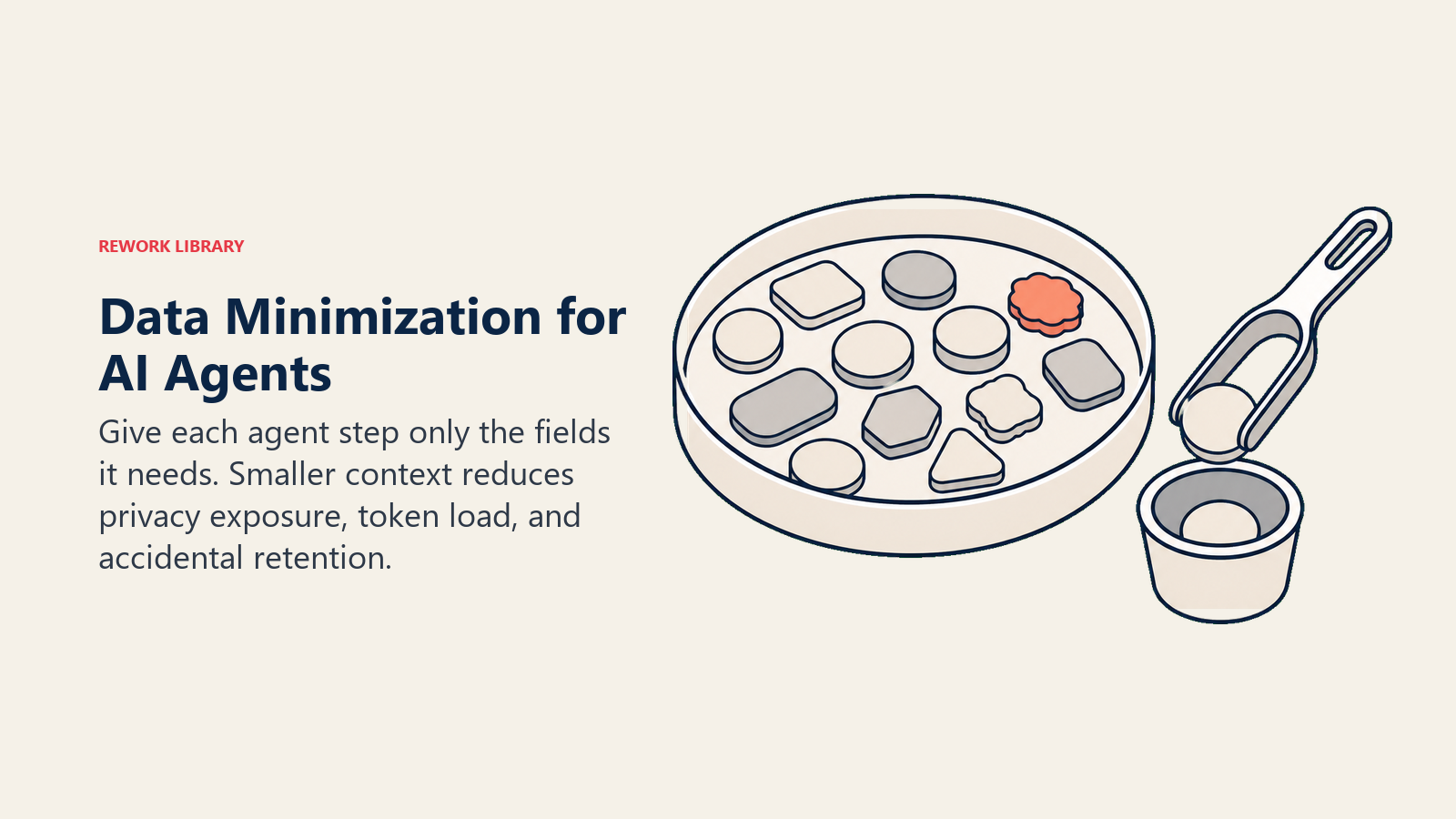 Data Minimization for AI Agents shown as selecting only needed fields from a full record