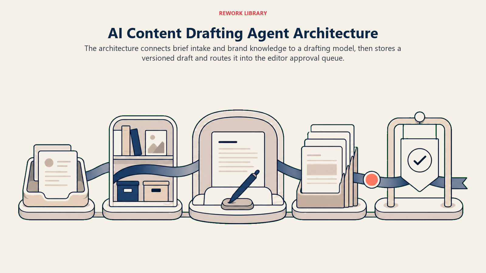 AI Content Drafting Agent architecture from brief intake and brand memory to versioned editor review