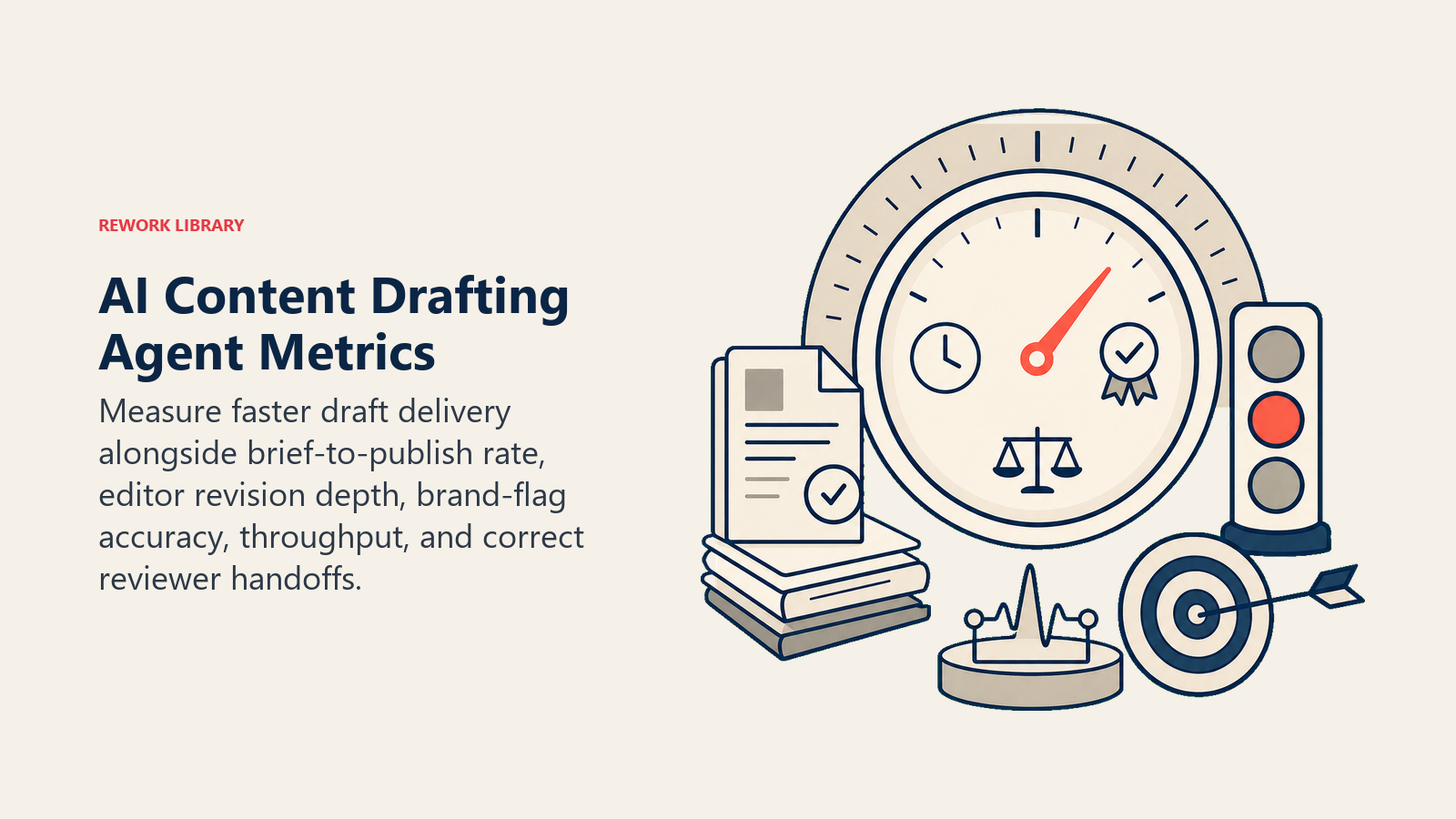 AI Content Drafting Agent metrics balancing delivery time, revision depth, brand accuracy, and handoff quality