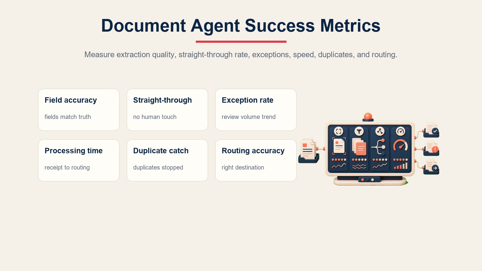 Visuelles der Erfolgskennzahlen des Document Processing Agent