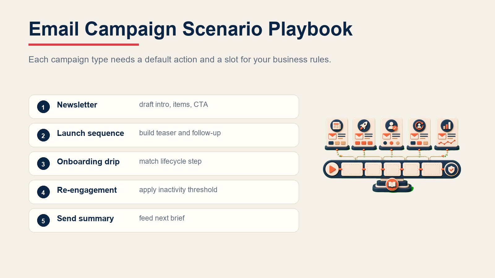 Tampilan visual panduan skenario Email Marketing