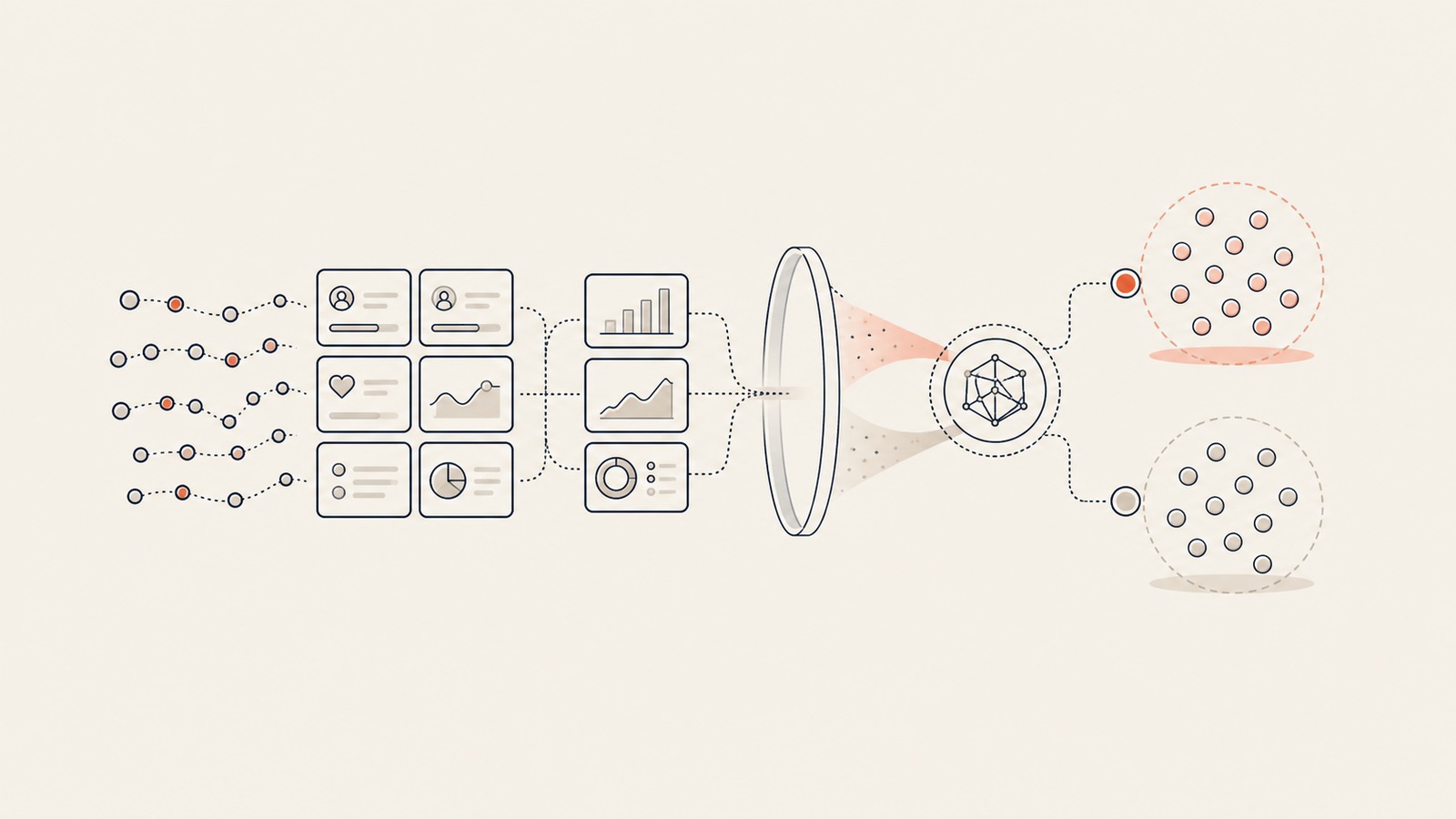 AI Email Marketing Agent visual interno mostrando a lente do mapa de segmentos