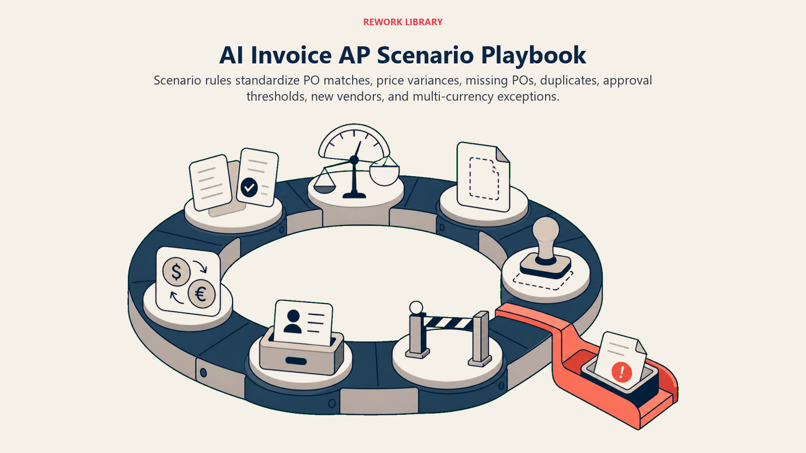 AI Invoice AP Agent scenario playbook for PO matches, variances, missing POs, duplicates, vendors, and currencies