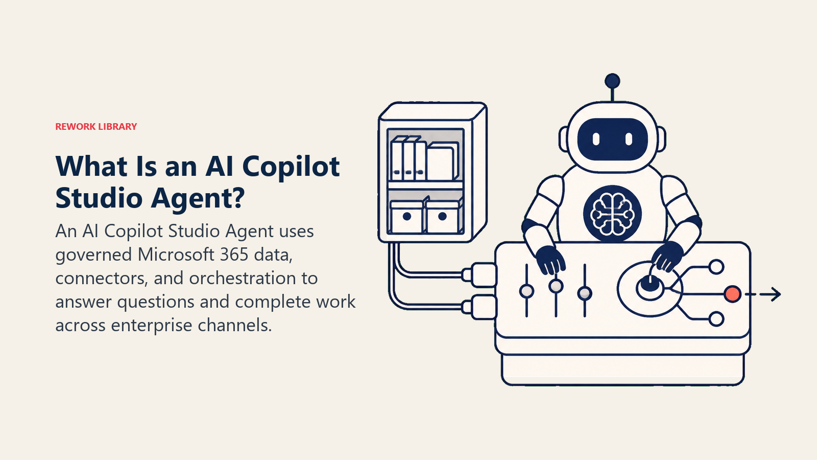 AI Copilot Studio Agent enterprise workbench with governed knowledge, connectors, orchestration, and a deployment signal