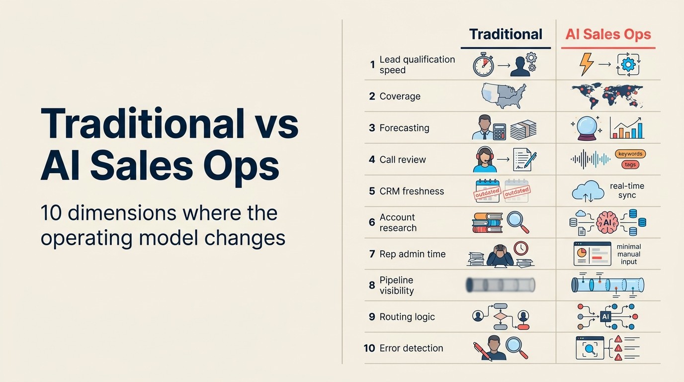 Sales ops truyền thống vs. AI Sales Ops: 10 chiều nơi mô hình vận hành thay đổi
