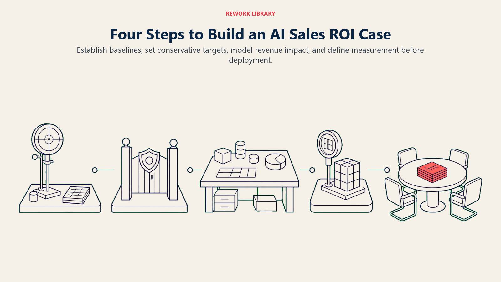Four Steps to Build an AI Sales ROI Case shown as ROI case-building route