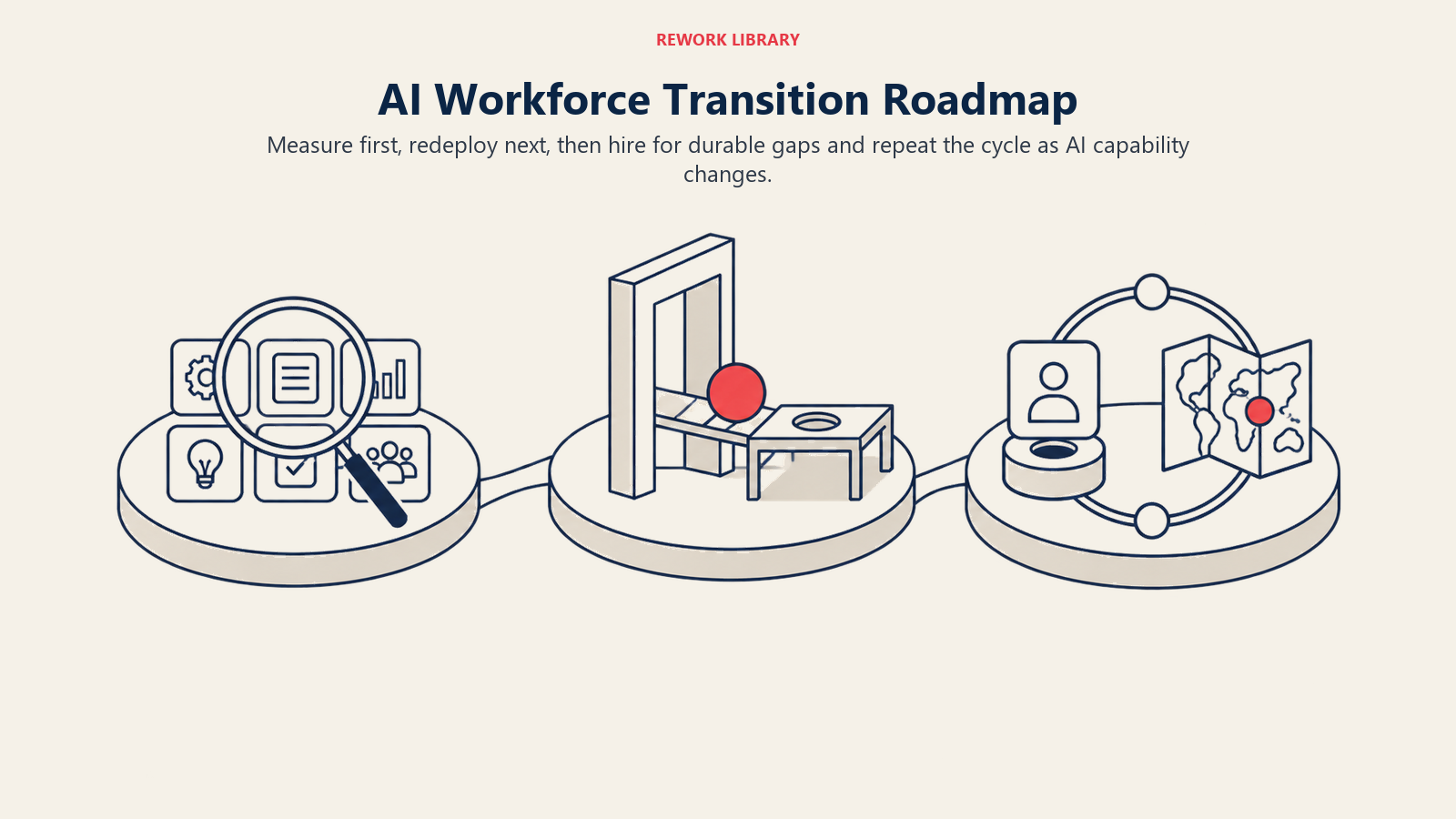 AI workforce transition roadmap moving from task measurement to redeployment and durable capability hiring