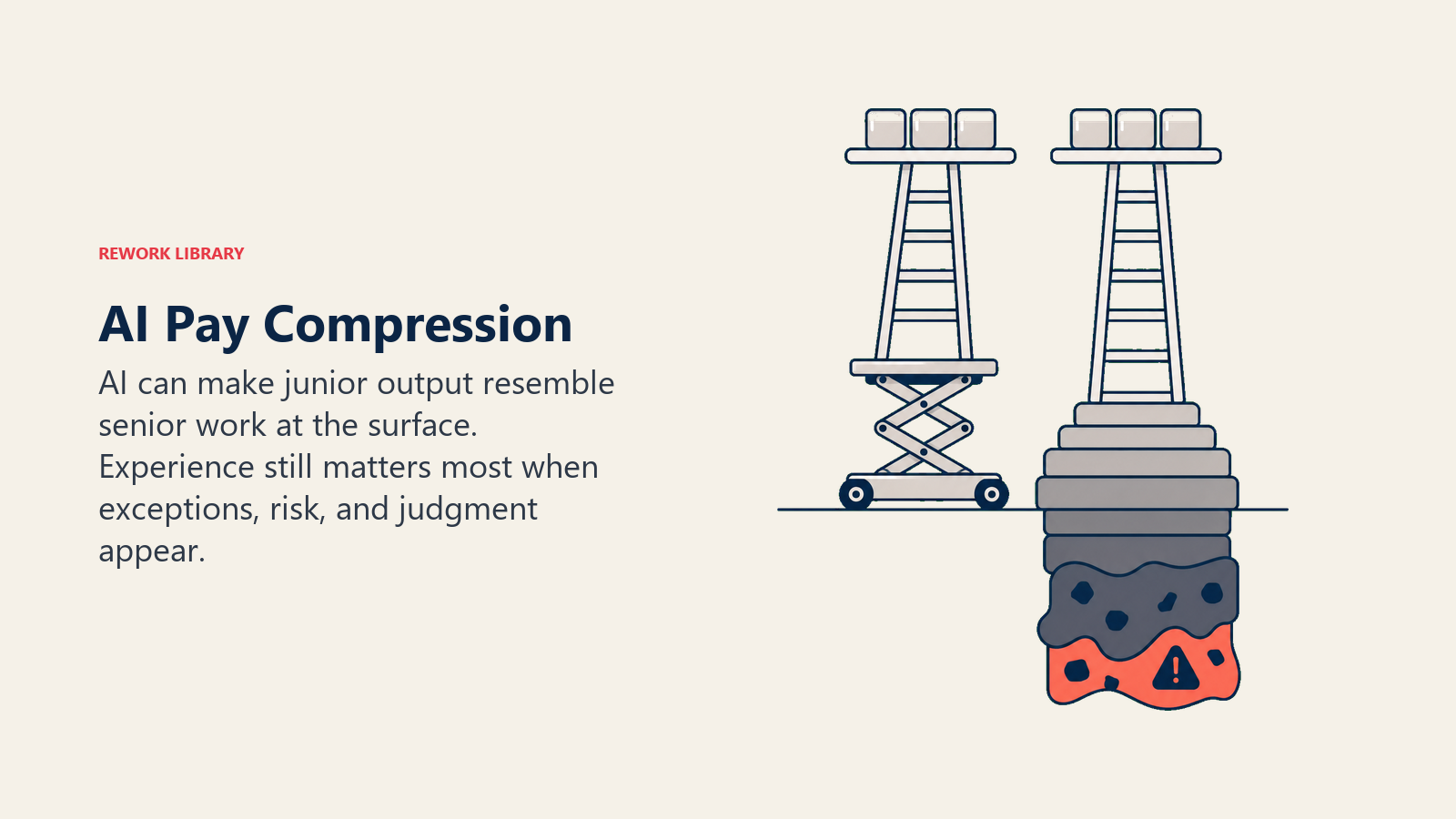 Two ladders reach the same output level while senior experience provides deeper support for risk and exceptions