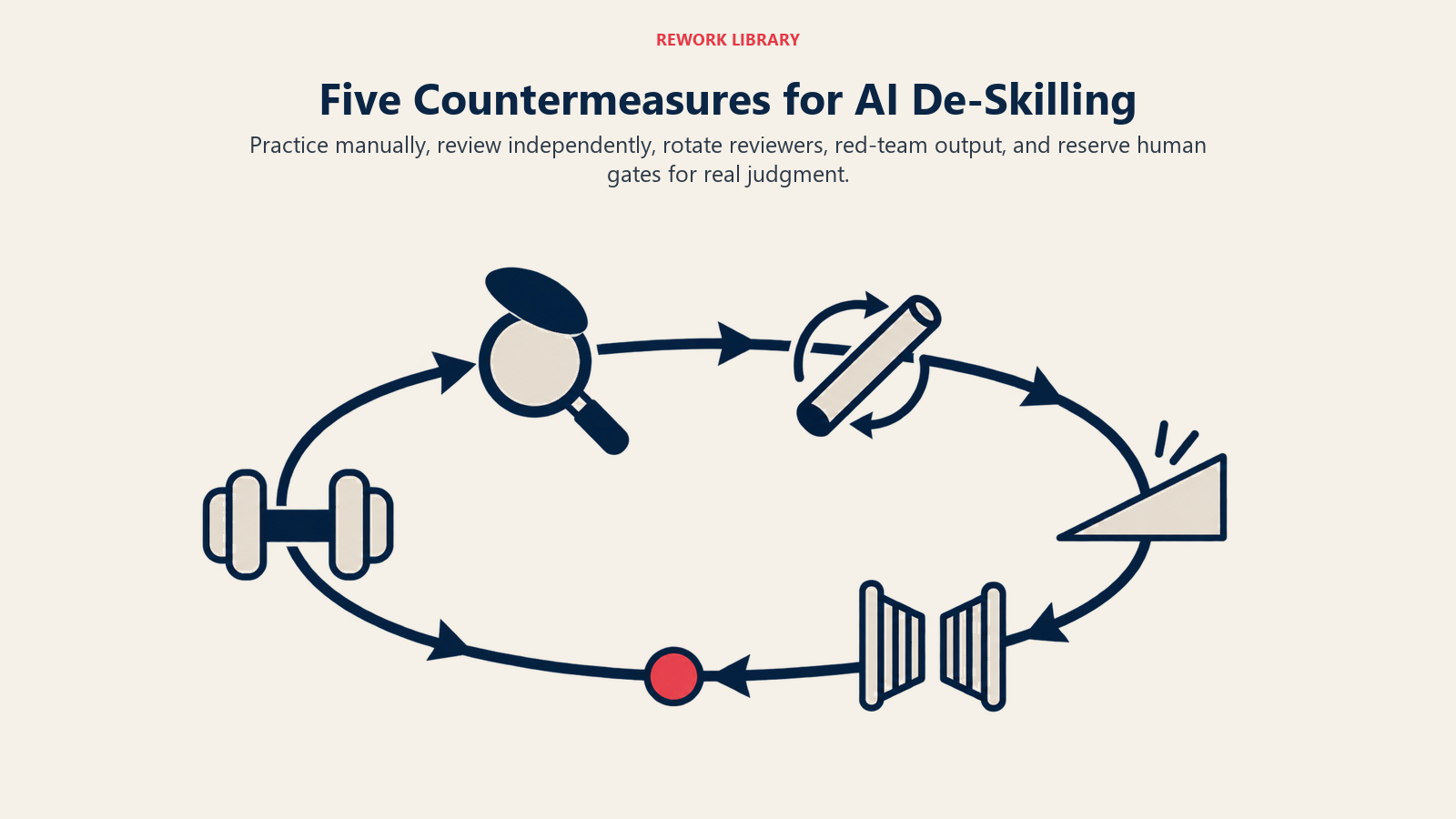 Five-part maintenance loop for preserving human judgment with AI