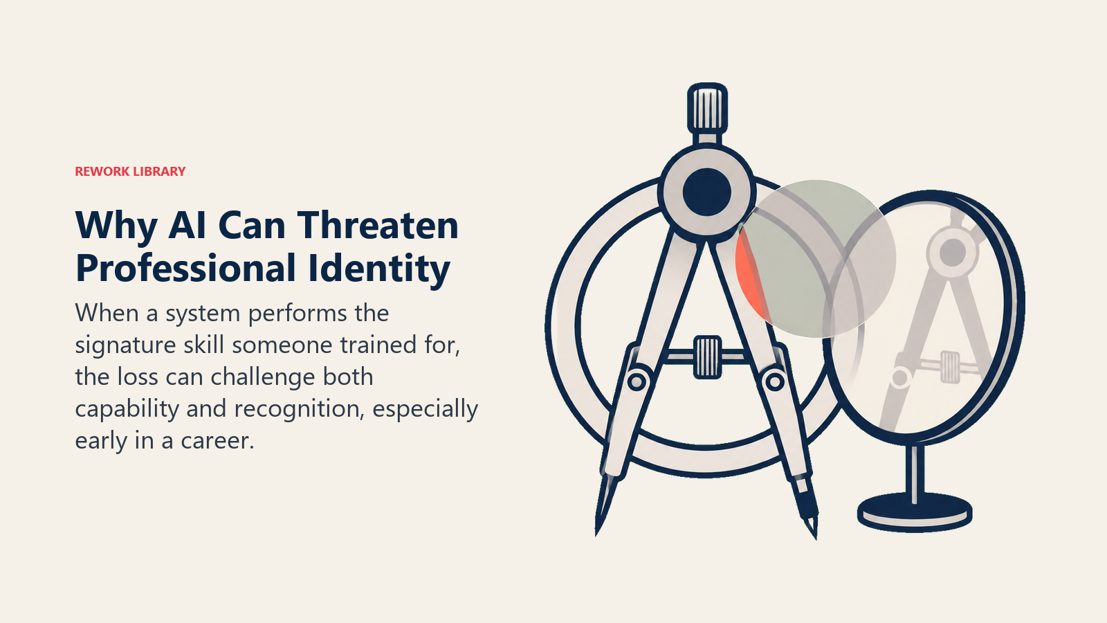 A professional insignia and fading reflection showing how AI can threaten capability and recognition