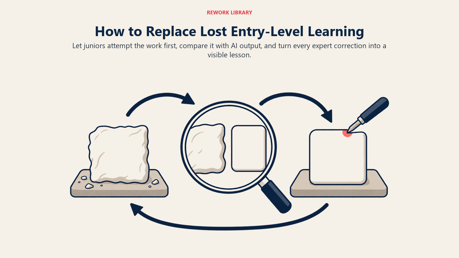 Replacing lost entry-level learning with a practice, compare, and expert-correction loop