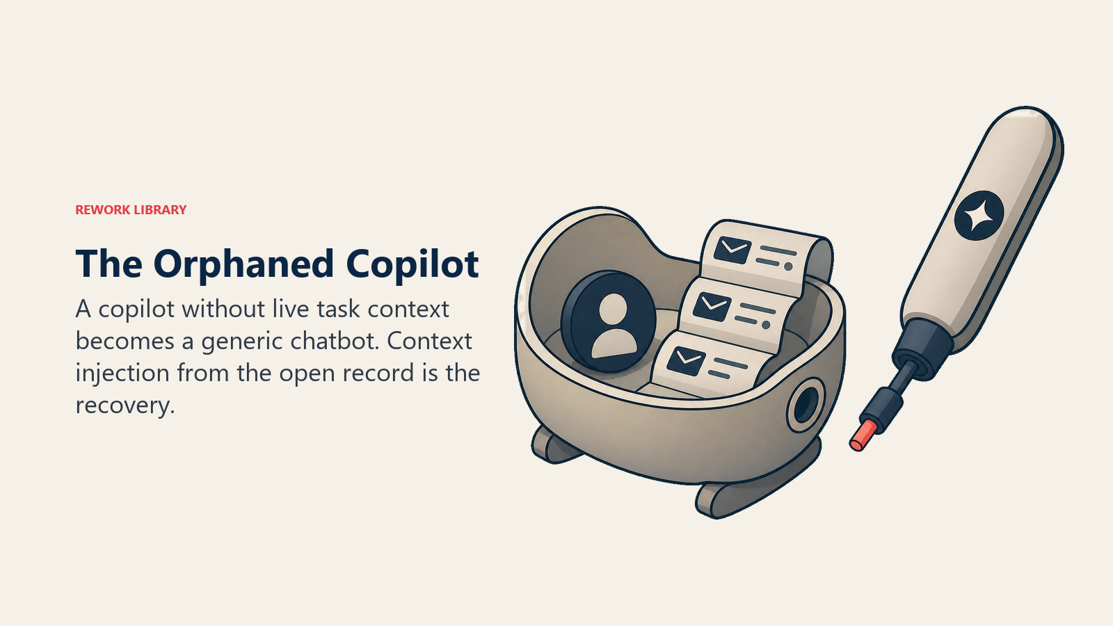 Orphaned copilot disconnected from the open CRM record, email thread, and live task context