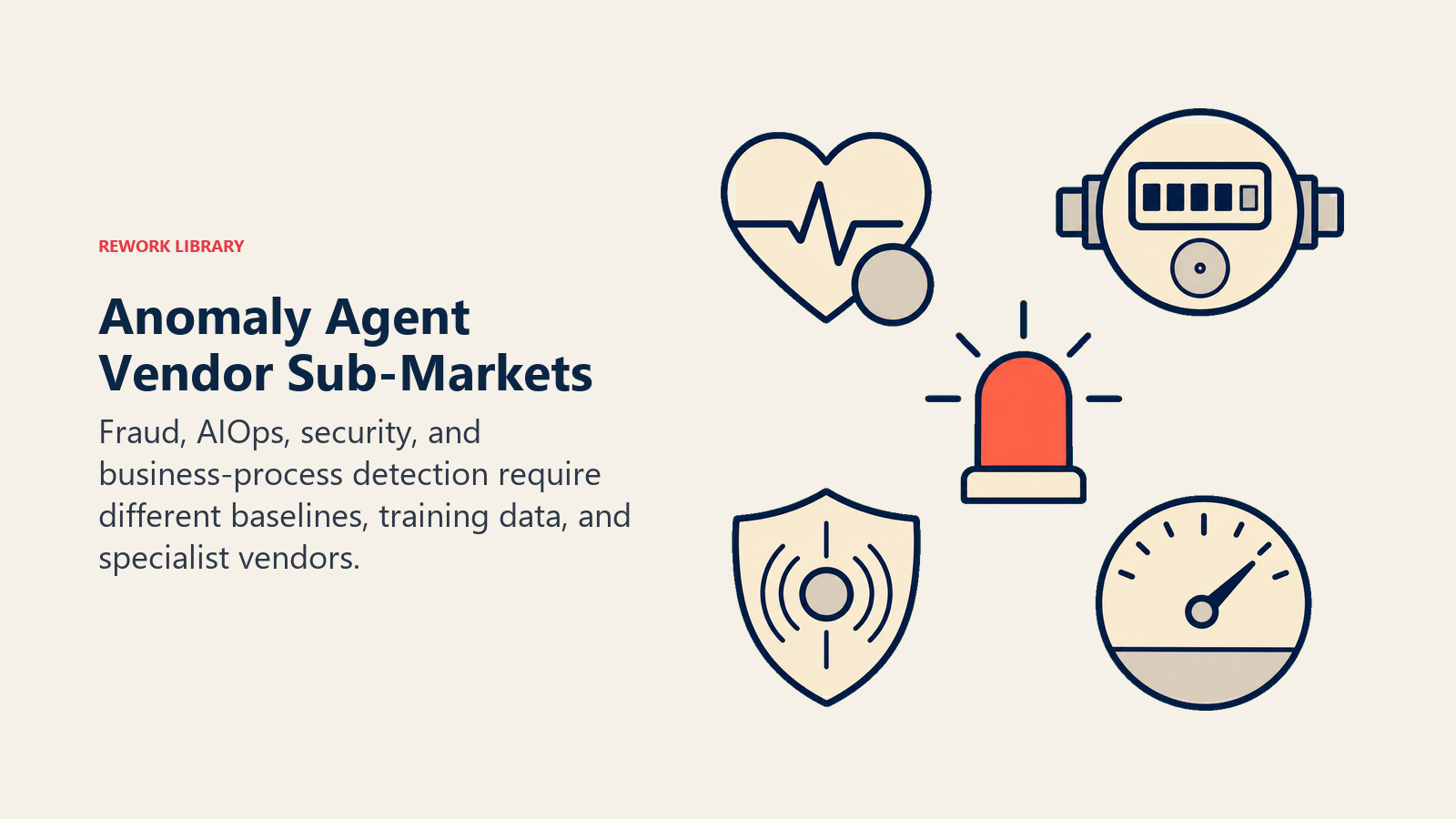Anomaly Agent vendor sub-markets represented by fraud, infrastructure, security, and process monitoring instruments