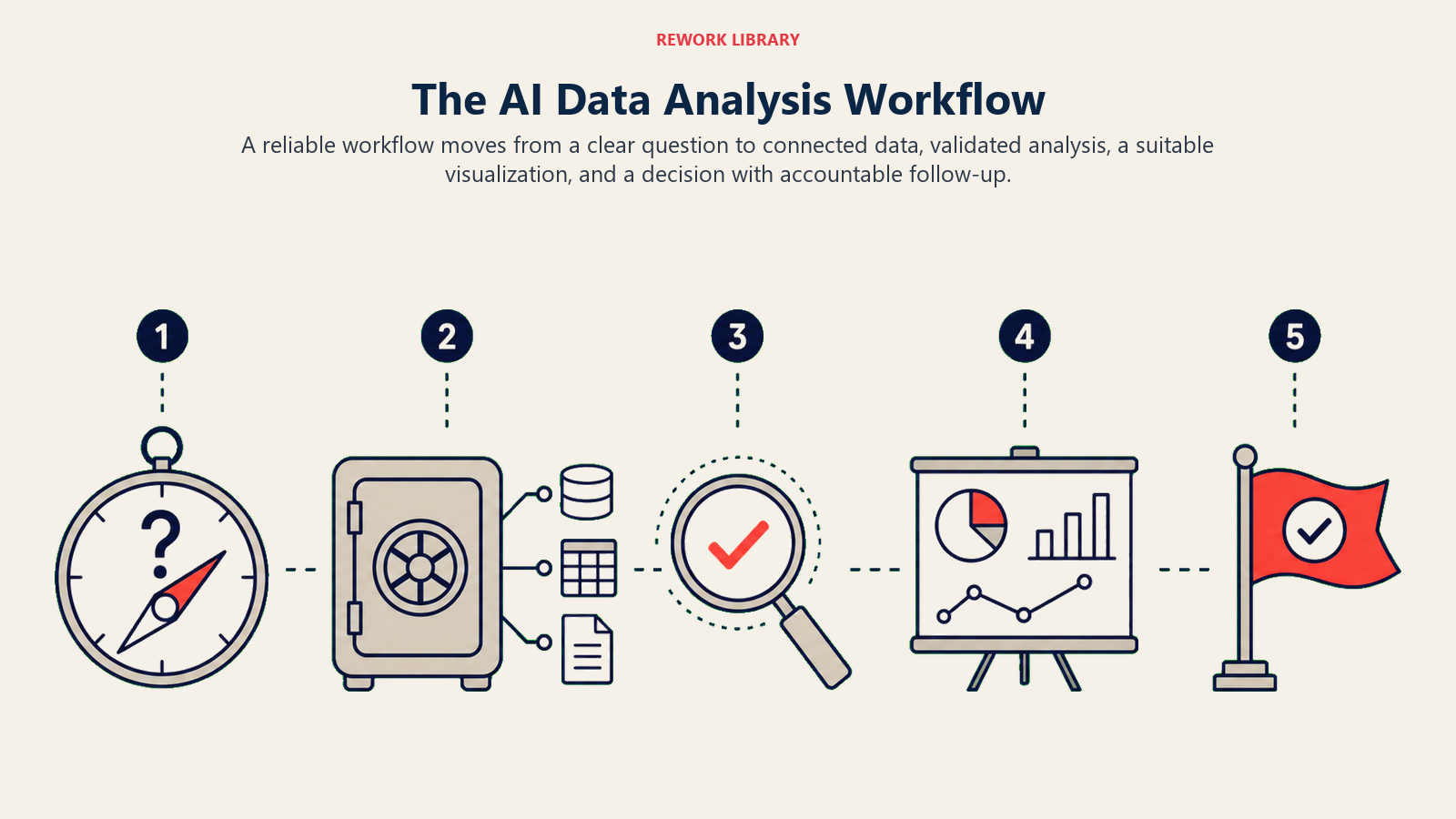 The AI Data Analysis Workflow visual for ai data analysis tools