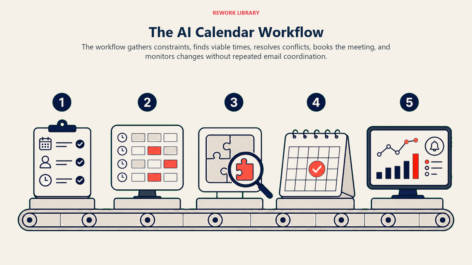 The AI Calendar Workflow visual for ai scheduling and calendar tools