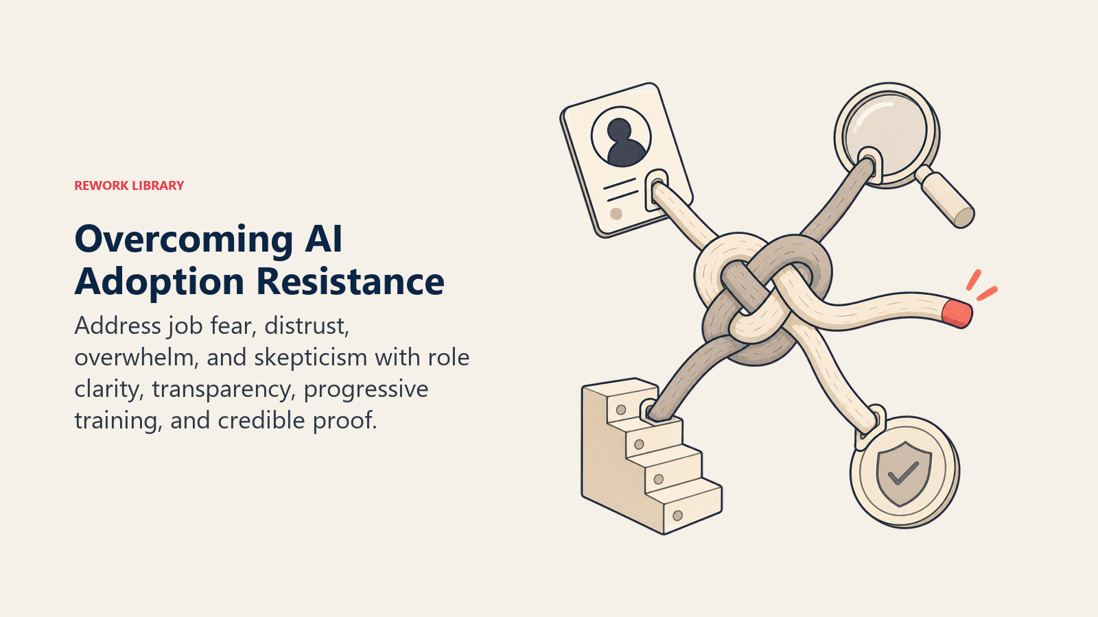 Overcoming AI Adoption Resistance illustrated with four-cord resistance knot