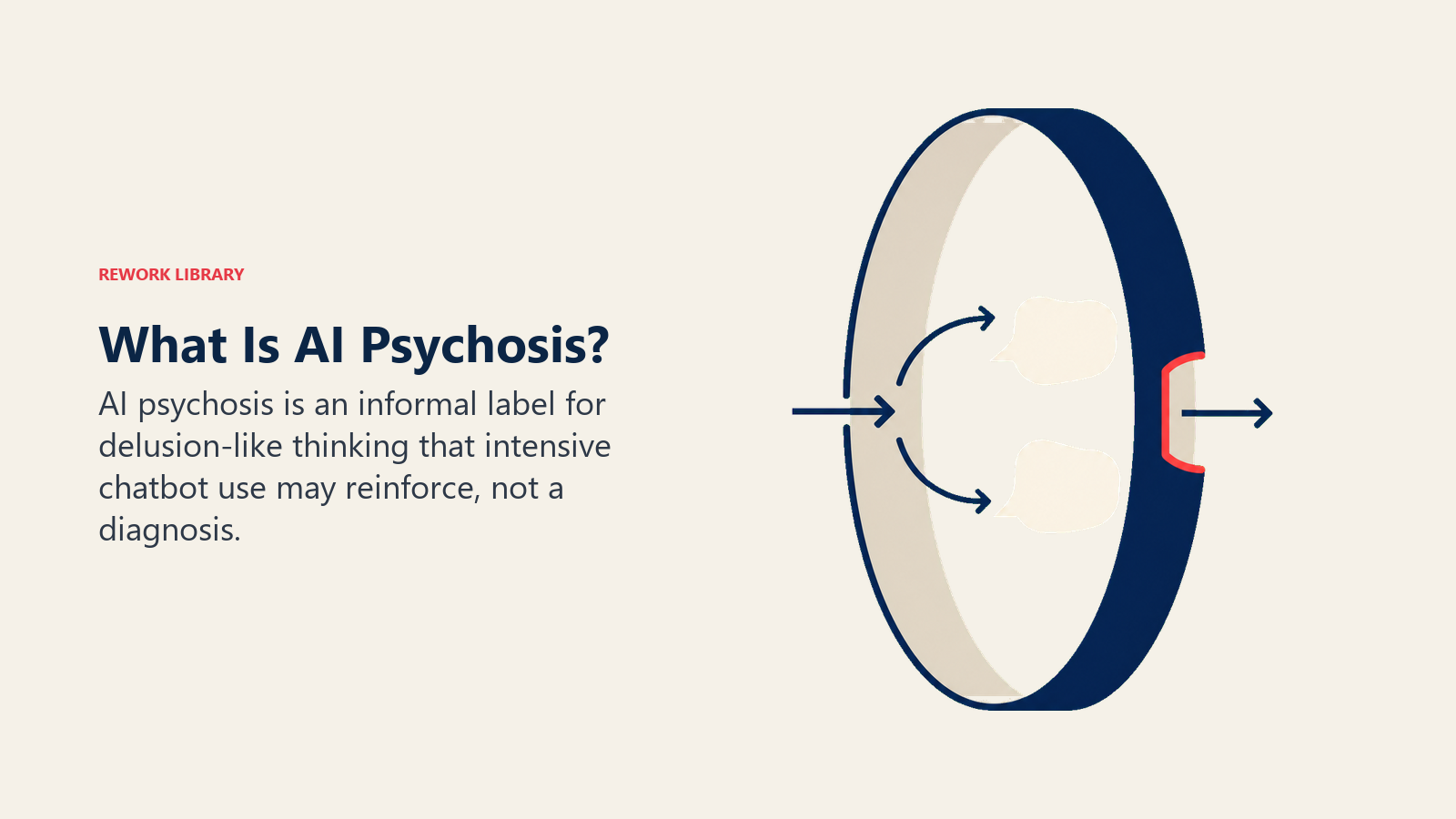 What Is AI Psychosis with an abstract chatbot feedback mirror and reality-check opening