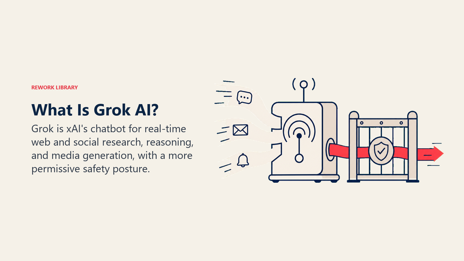 What is Grok AI shown as a real-time signal receiver with a visible content guardrail