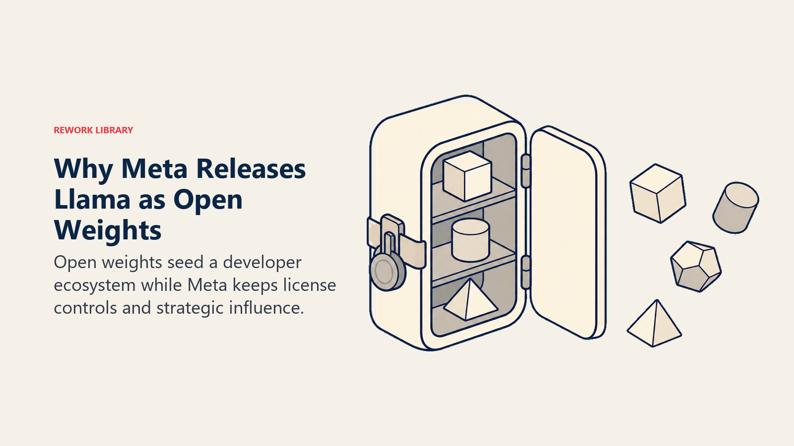 Meta releasing Llama open weights from a controlled cabinet into a developer ecosystem