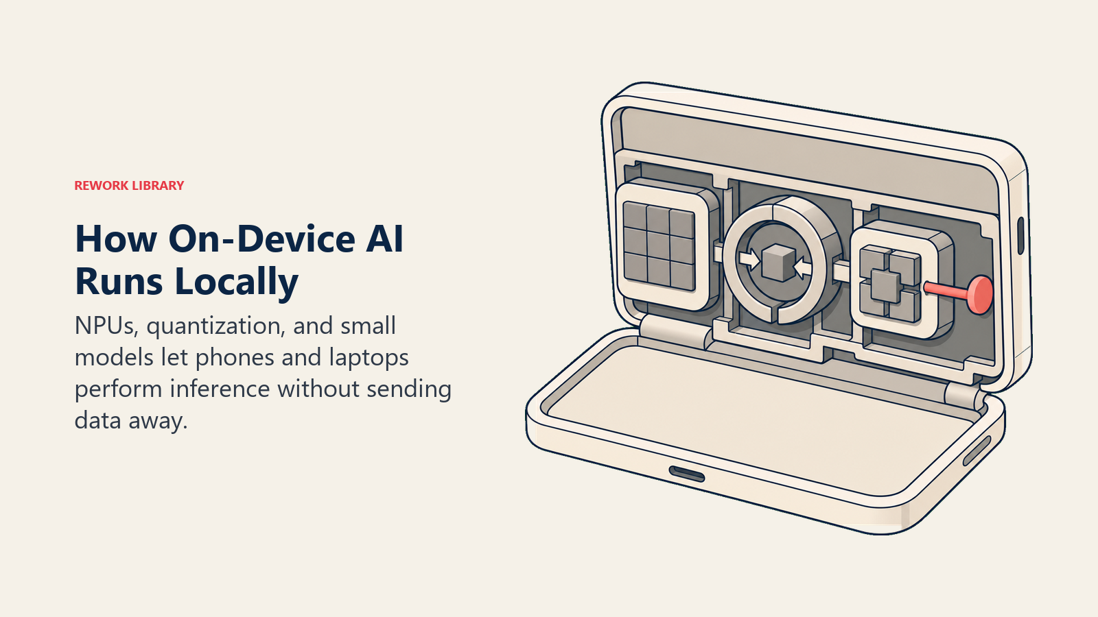 How on-device AI runs locally using an NPU, quantization, and a compact model core