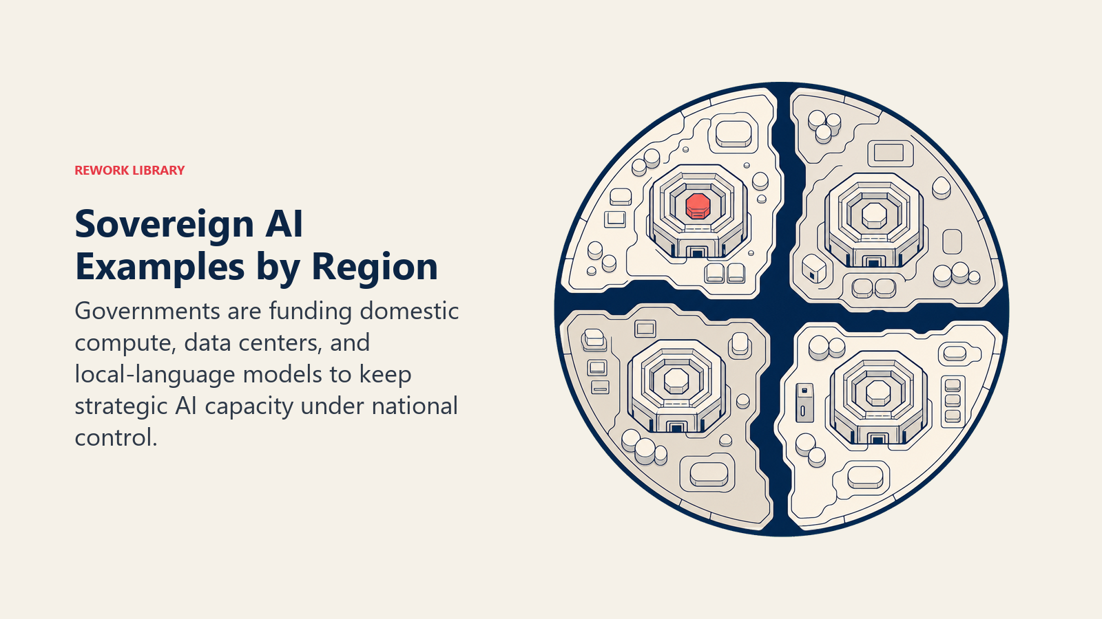 Sovereign AI examples represented by a segmented globe with independent regional compute vaults