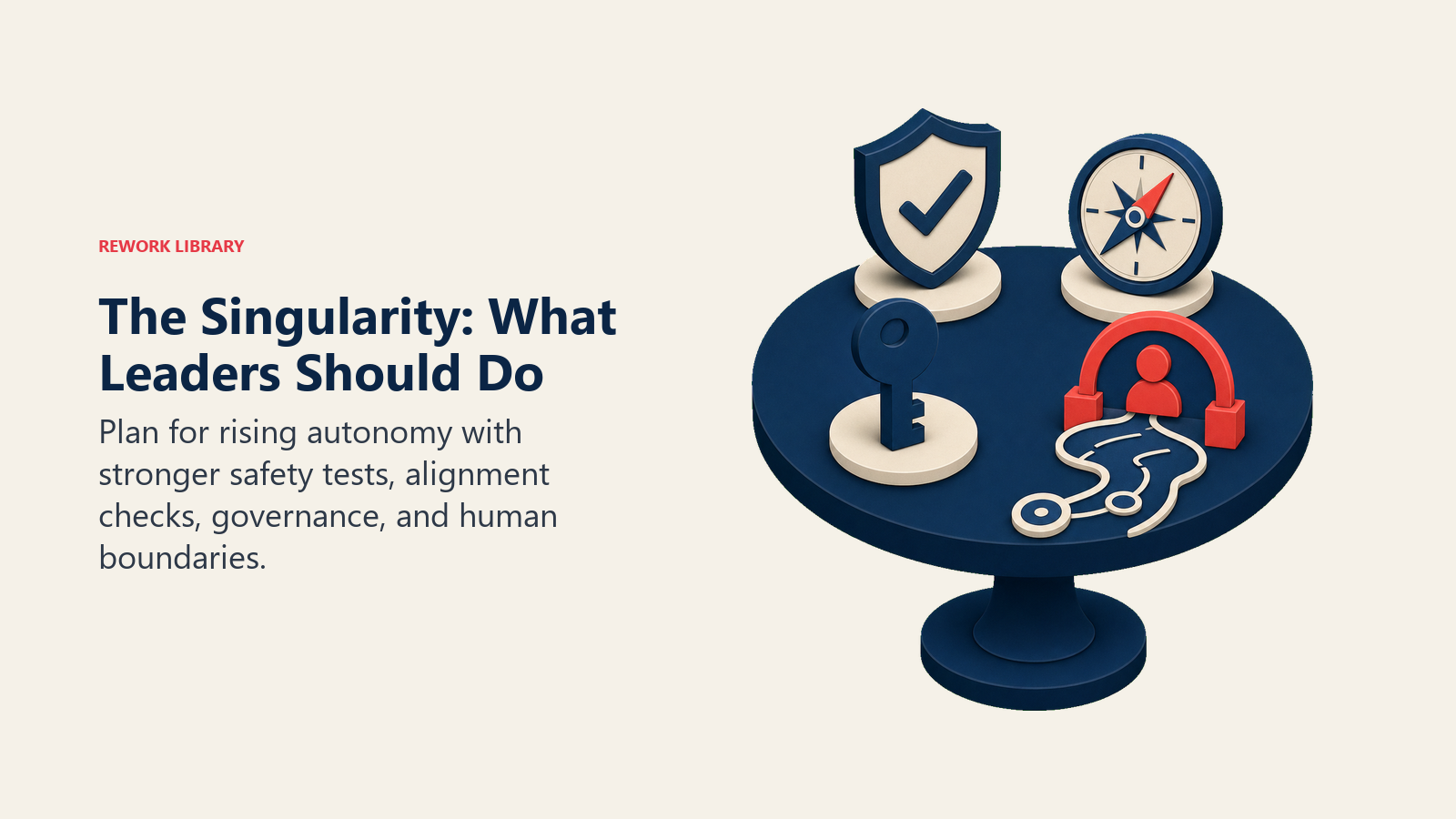 The Singularity: What Leaders Should Do illustrated as practical governance before speculative timelines