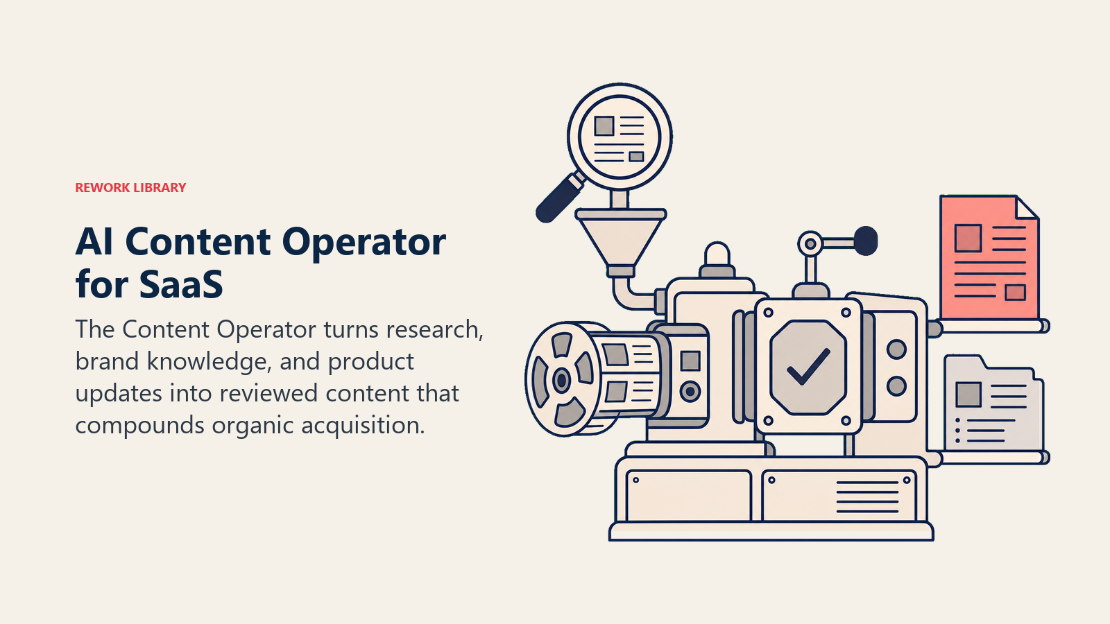 AI Content Operator for SaaS turning research, brand context, and product updates into reviewed content