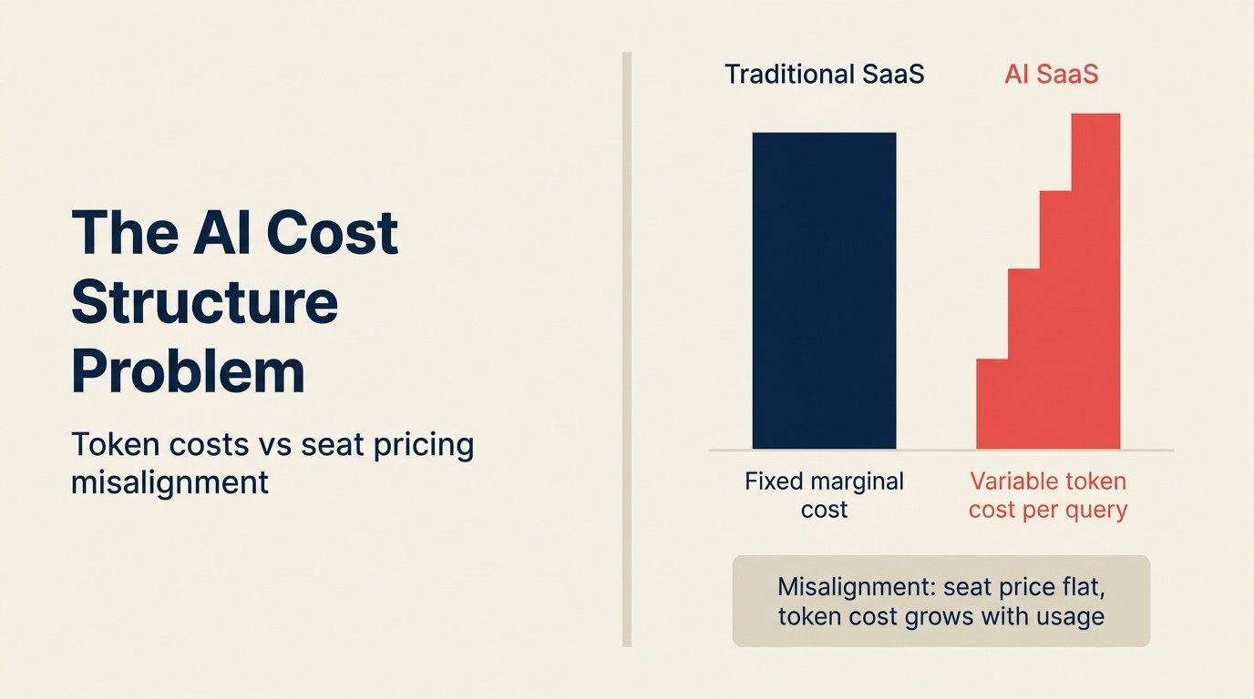 Vấn đề AI Cost Structure: lệch lạc token costs so với seat pricing