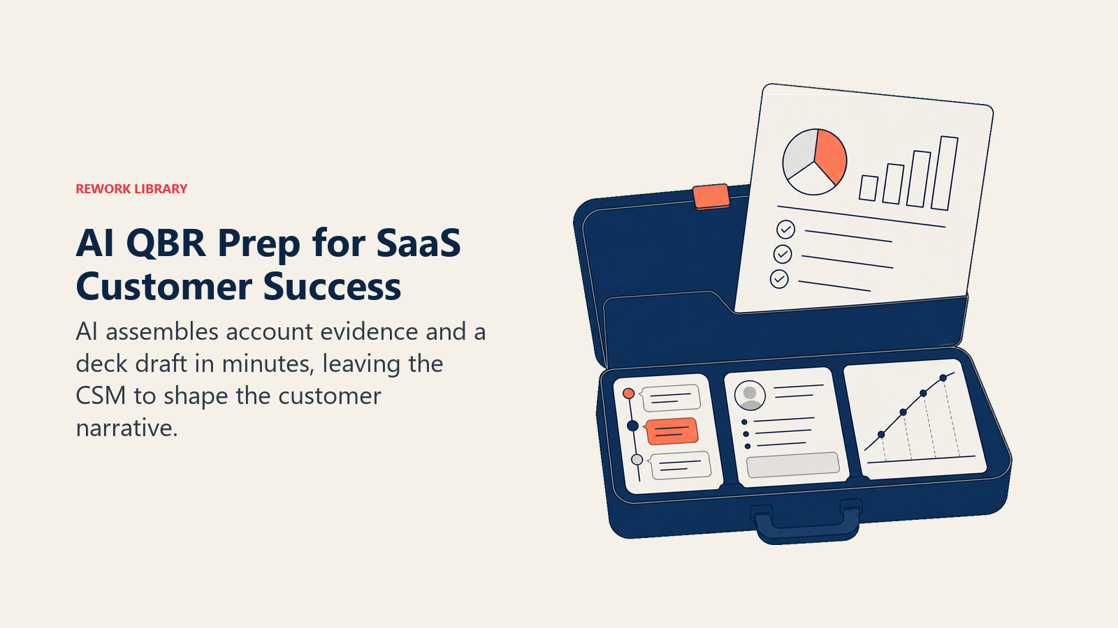 AI QBR prep for SaaS customer success shown as account evidence assembled into a customer-ready briefing deck