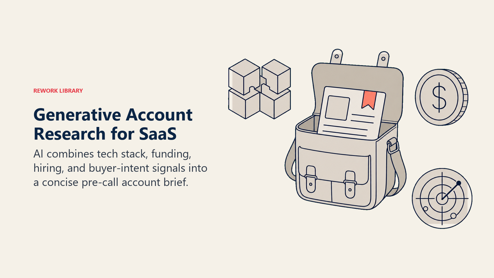 Generative account research for SaaS combining tech stack, funding, hiring, and buyer intent into a pre-call brief
