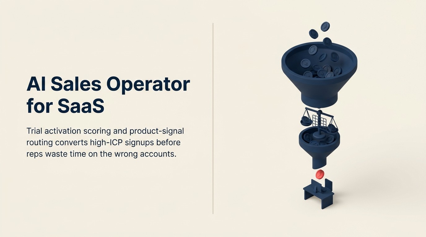 AI Sales Operator cho pipeline B2B SaaS: chấm điểm trial activation, tín hiệu sản phẩm, và bộ bốn pattern