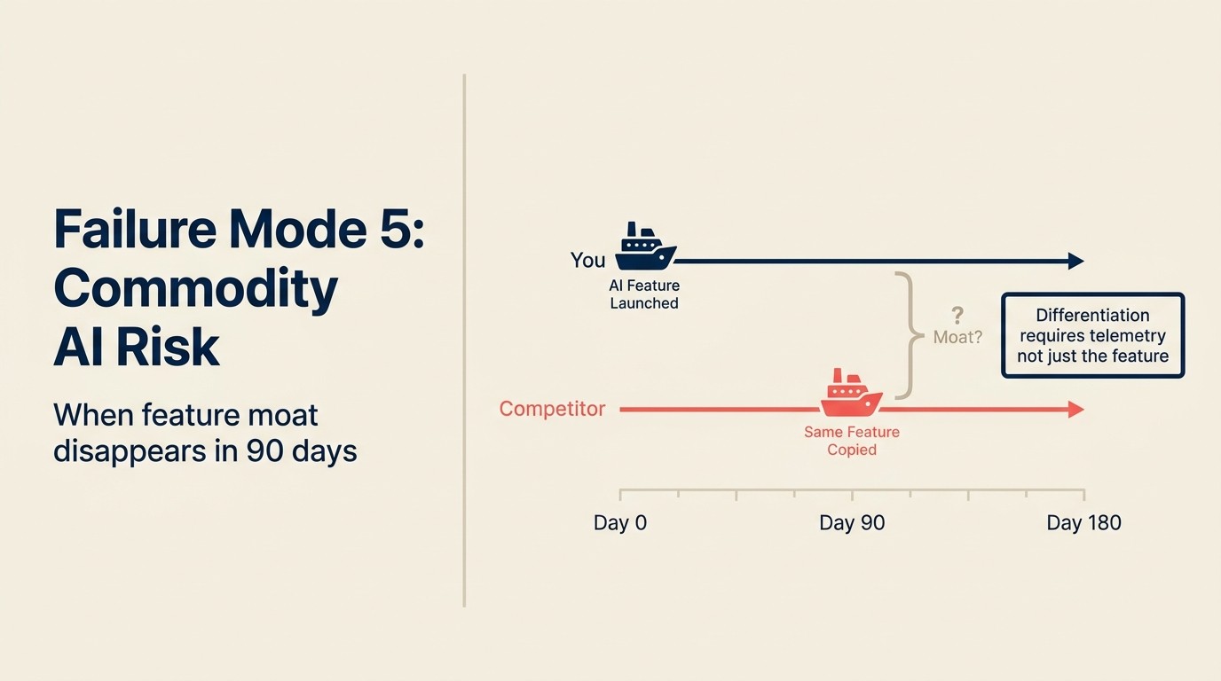 Mode Thất Bại 5: Commodity AI Risk, feature moat biến mất trong 90 ngày