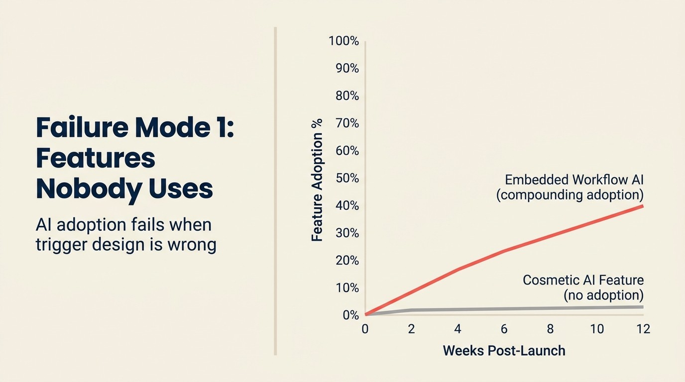 Mode Thất Bại 1: Tính năng không ai dùng, AI adoption thất bại khi trigger design sai
