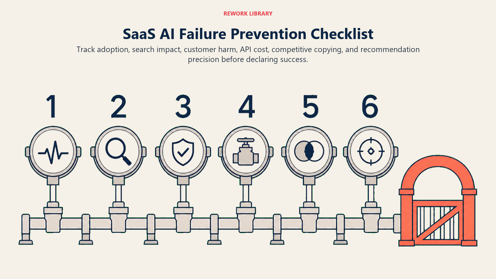 SaaS AI failure prevention checklist with six pre-launch measurement checkpoints