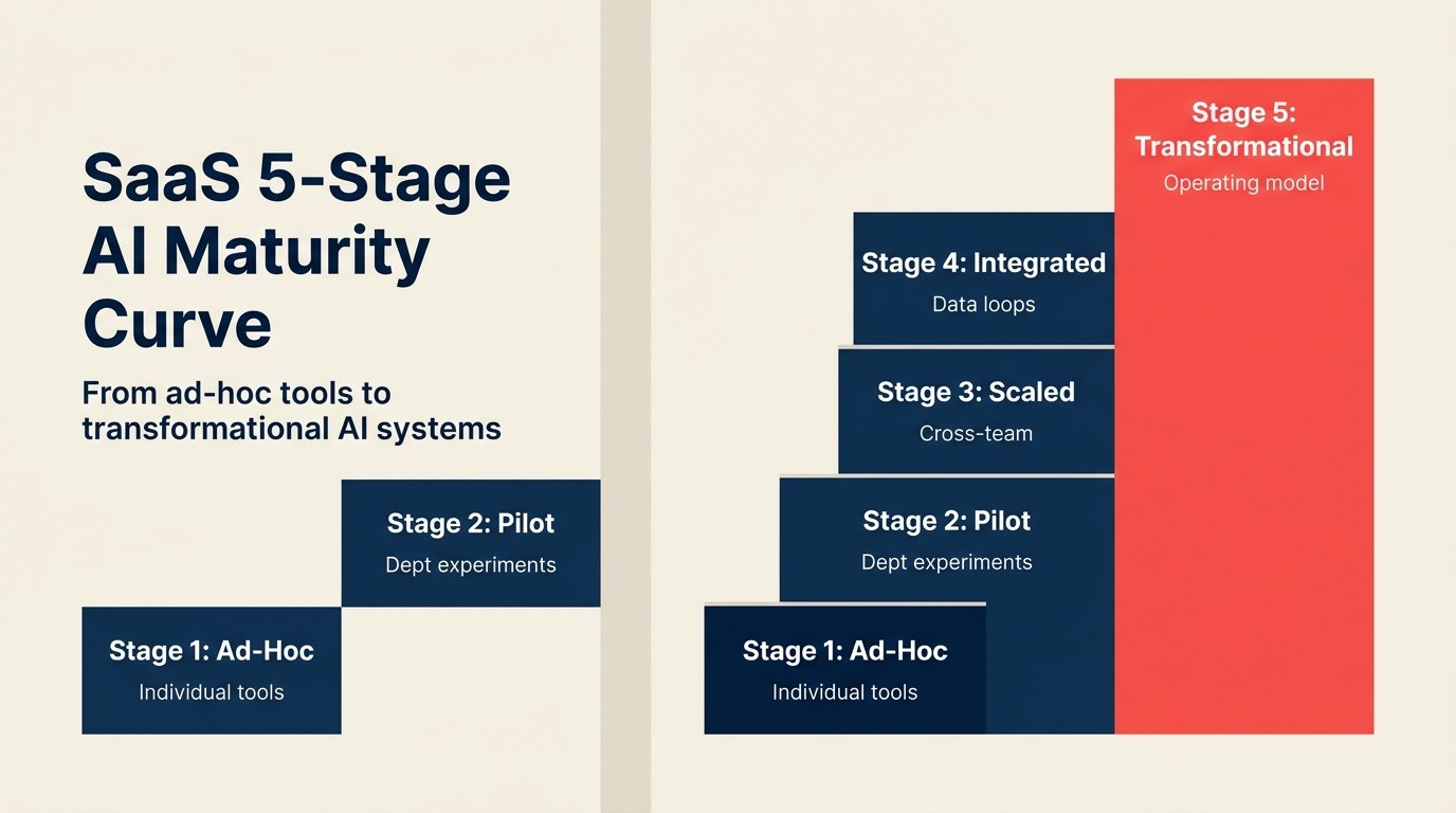 SaaS 5-Stage AI Maturity Curve: từ ad-hoc tool đến transformational AI system