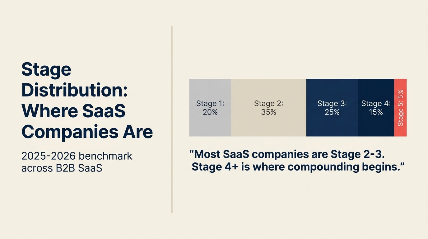 Stage Distribution: nơi SaaS company đang ở trong 2025-2026 trên B2B SaaS