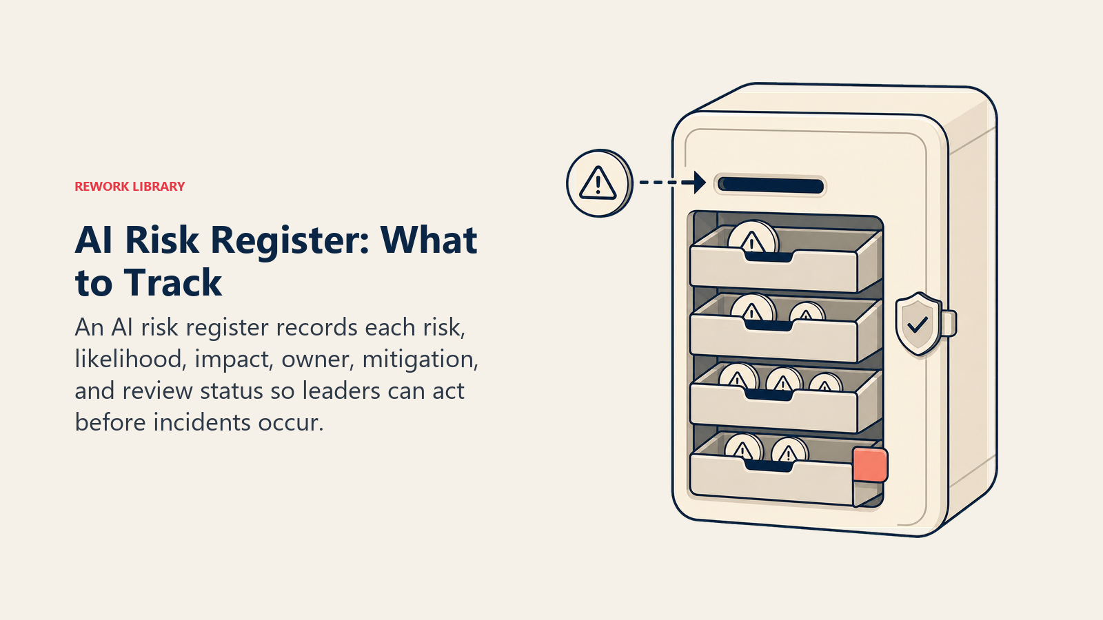 AI risk register organizing hazards into owned, reviewable records