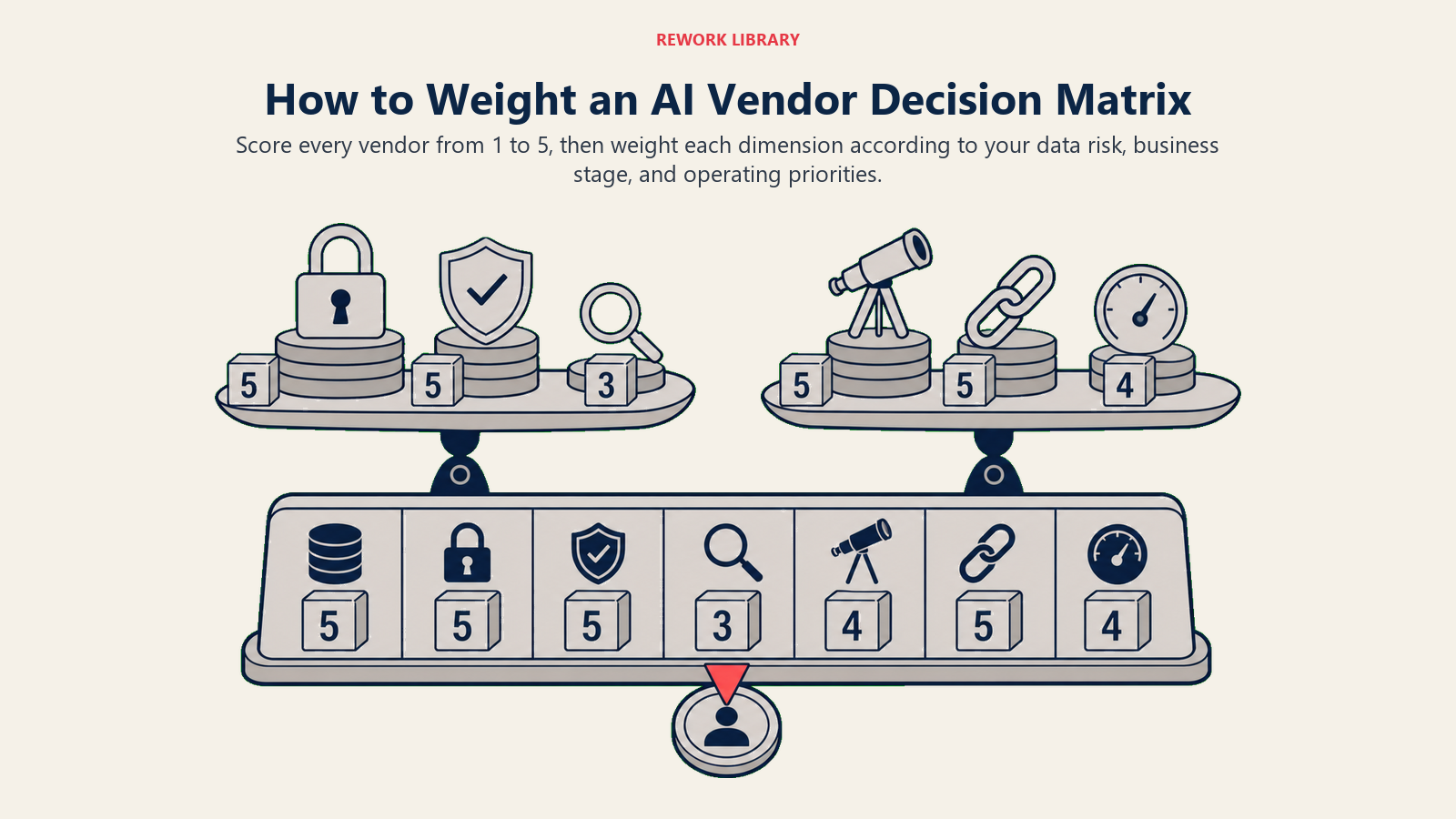 AI vendor decision matrix weighted for regulated organizations and early-stage SaaS priorities