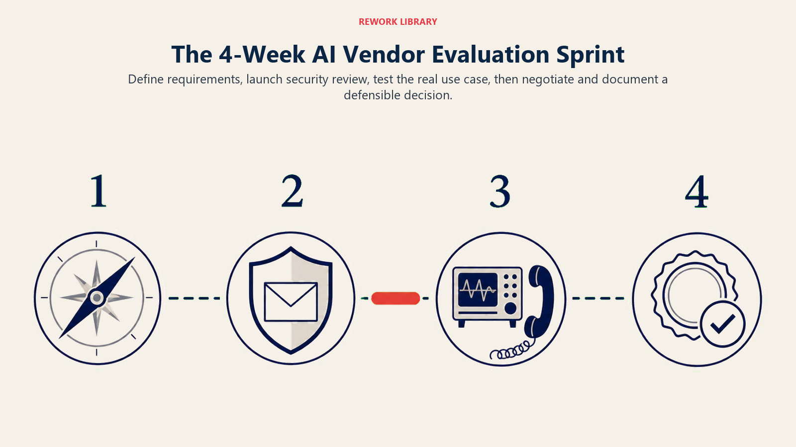 Four-week AI vendor evaluation sprint from requirements and security review to proof of concept and final decision